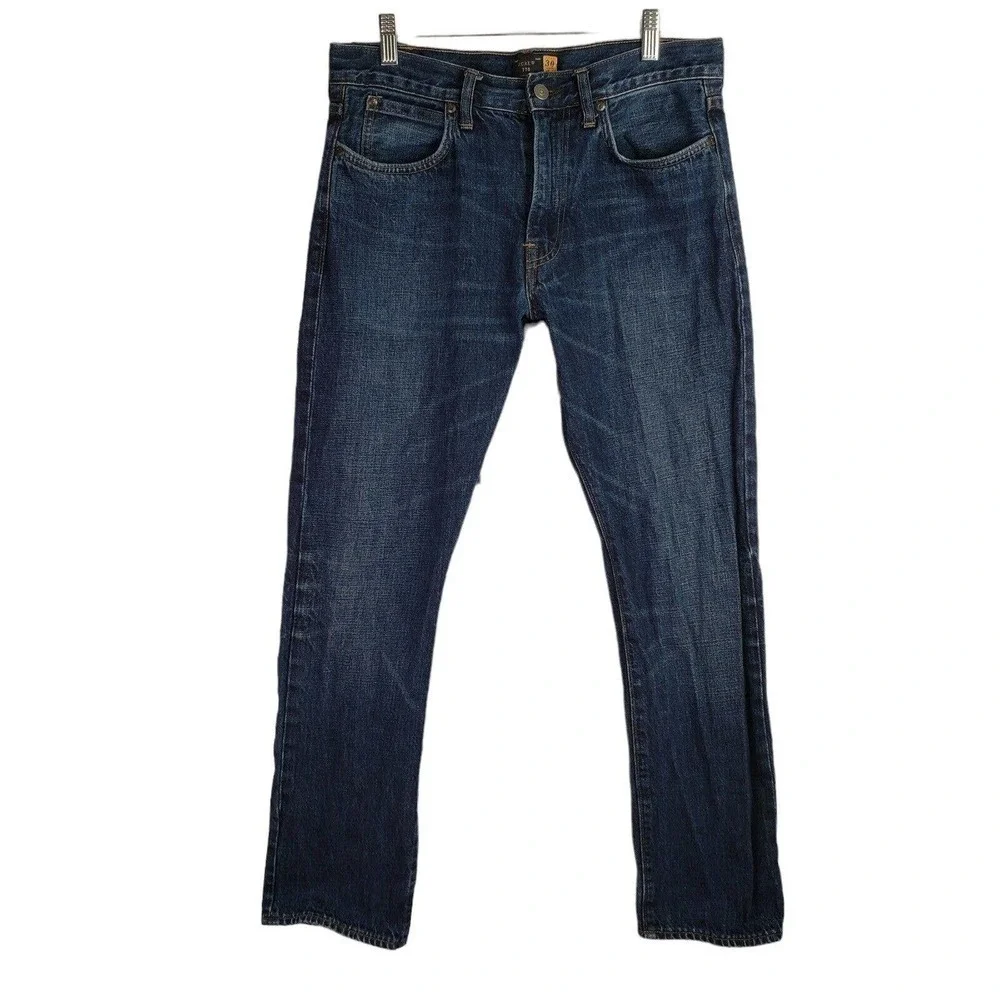 J Crew 770 Kaihara Denim Jeans Mens Size 30X30 Slim Straight Leg Dark Blue Wash
